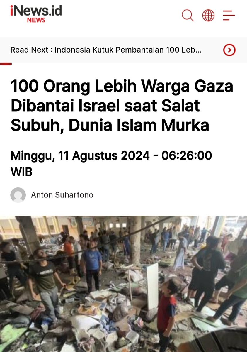 Ratusan orang pengungsi sdg sholat subuh di komplek sekolah At-Tabi'in lalu dgn keji dibantai oleh tentara Israel la'natullah. Apa pembelaan kalian wahai buzzer2 zionis terhadap aksi biadab ni ?!