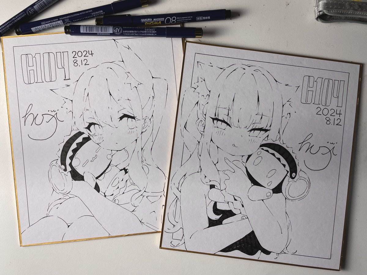 明日持っていく色紙できたー!
新刊表紙の子たち🍋

明日夏コミ2日目にてオークション形式で頒布します! 