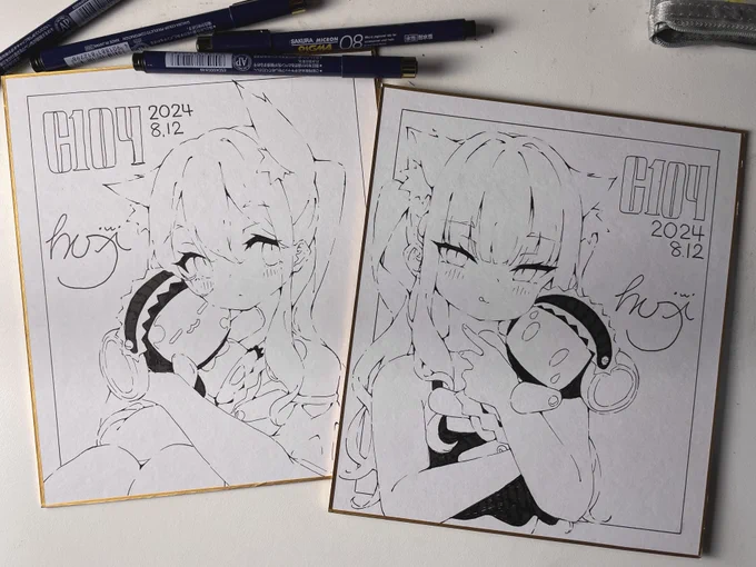 明日持っていく色紙できたー!
新刊表紙の子たち🍋

明日夏コミ2日目にてオークション形式で頒布します! 