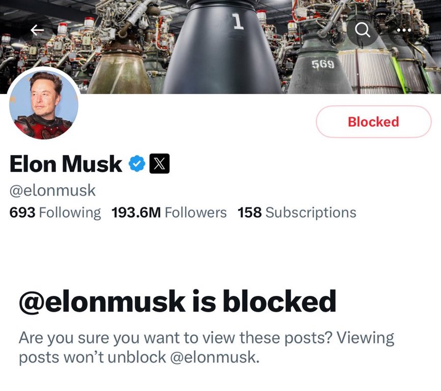 realXanderXjork's tweet photo. How many of you have blocked Elon Musk? #BlockMusk https://t.co/oLtfq765ov