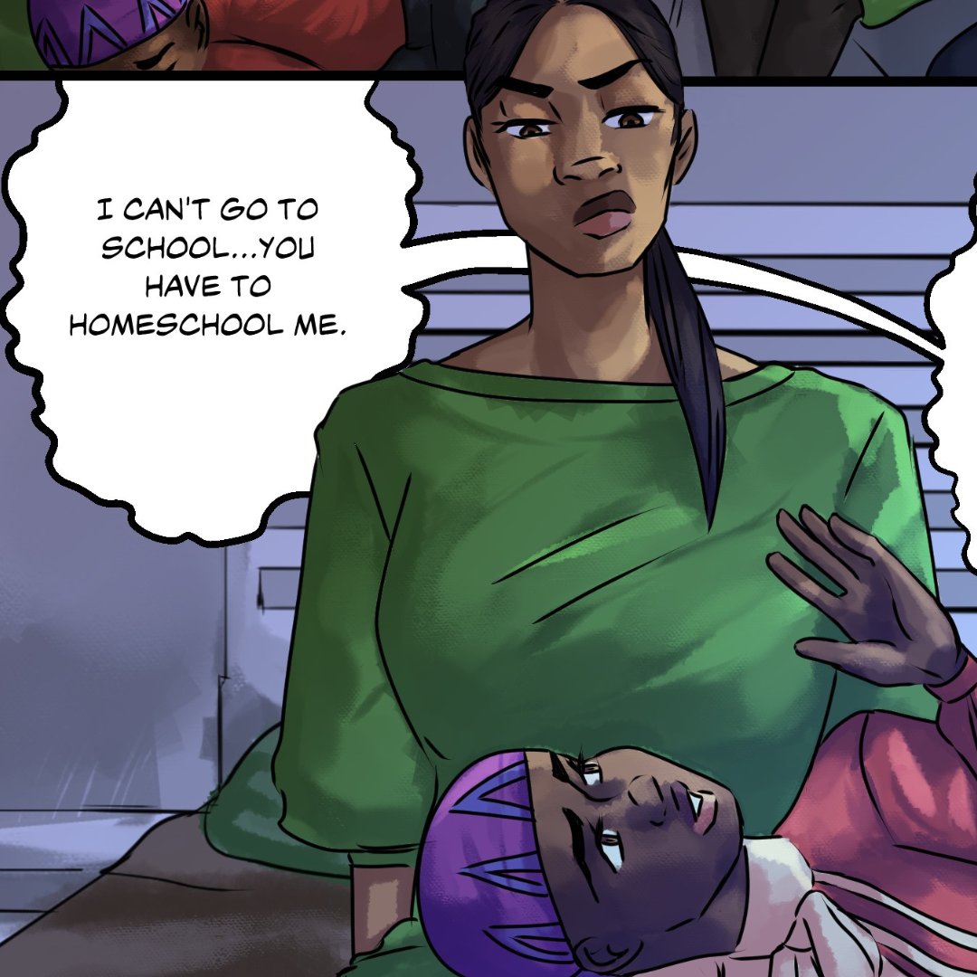 crownthewriter's tweet image. Taji&apos;s desperate plea: &apos;I can&apos;t go to school.&apos; #CryForHelp #ComicTease #IssueTwo #AvailableNow #LinkInBio