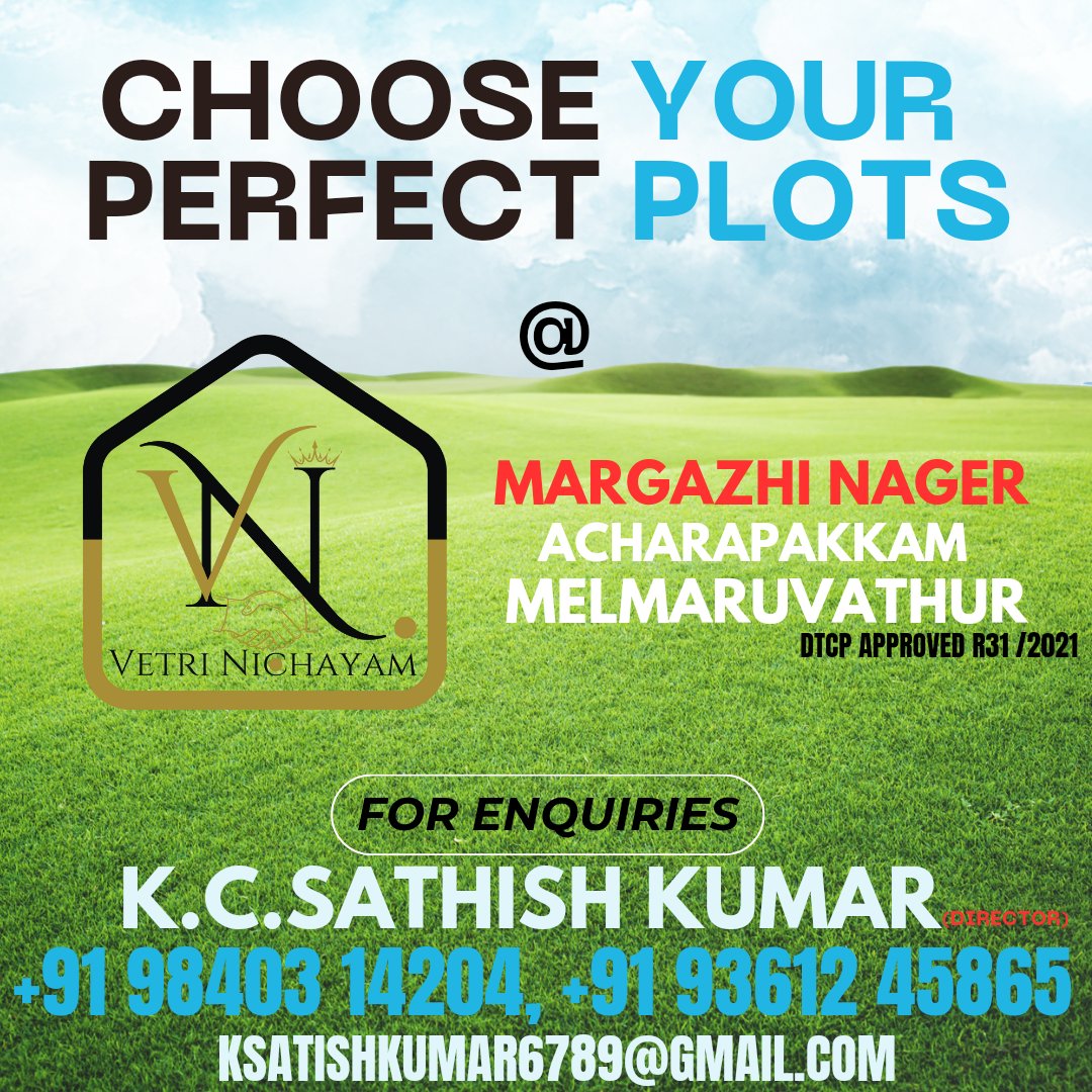vetrinichayamD's tweet photo. Choose Your Perfect Plots @vetrinichayam For Enquiries CT : +91 98403 14204, +91 93612 45865
#landpromotion #landpromoters #honest #truth #trust #realestate #margazhinager #acharapakkam #melmaruvathur #dtcp #dtcpapproved #approved #plotsforsale #vetrinichayam #BINI #Paris2024 https://t.co/WDXmp29f8W