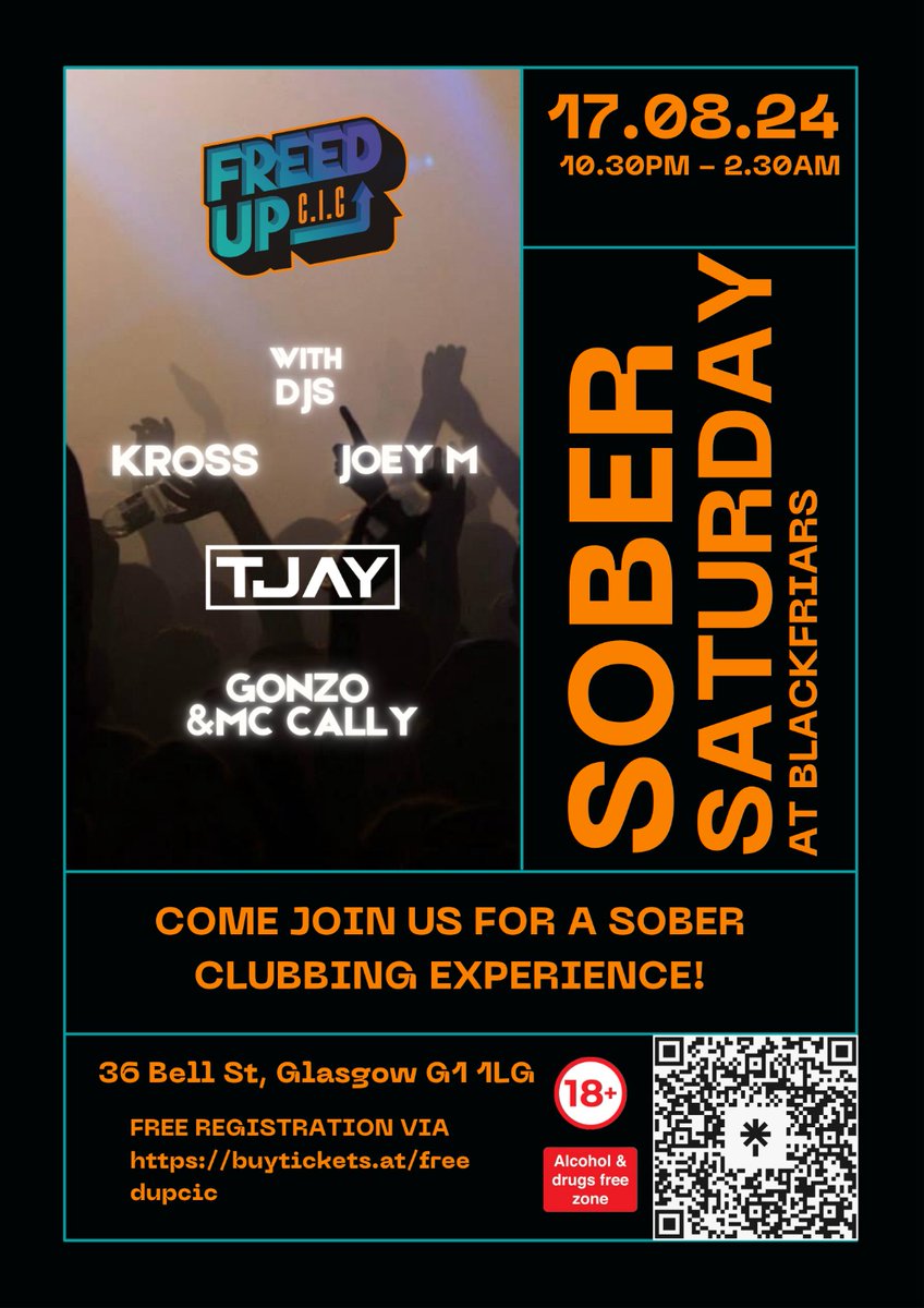 FreedUpEvents's tweet photo. #FreedUp are back with another Sober Saturday Party at @Blackfriars_Bar
We have DJs joining us for the first time as well as our own DJ Kross so get your dancing shoes ready for 4 hours of non stop ๐๐บ
#alcoholfree #sober #soberliving #sobercurious #soberlifestyle #sobersaturday https://t.co/uqFPmiYRS0