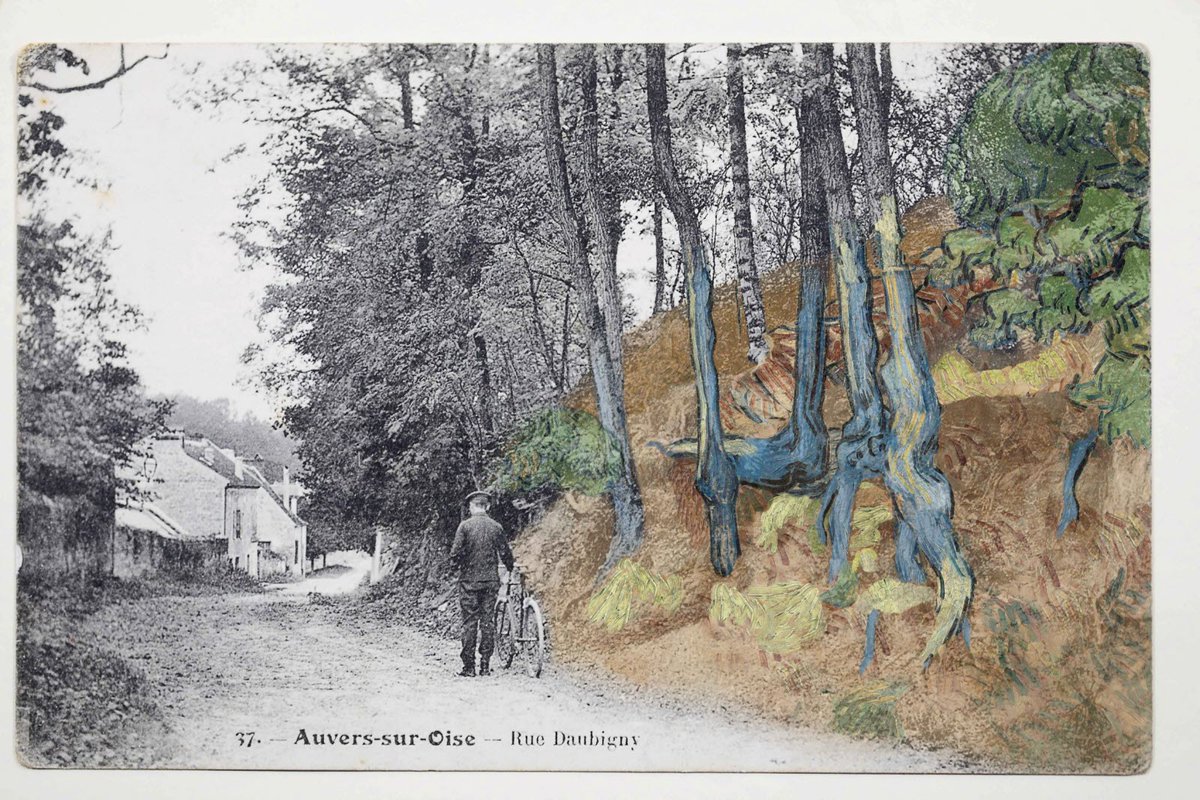 _letraqueur_'s tweet photo. Depuis chez lui à Strasbourg, il a cru reconnaître un arbre et des racines correspondant à ceux peints par Van Gogh.

Il fut excité mais voulait en être vraiment sûr.

Après 2 jours de travail intense, BINGO ! Il confirma son intuition ! 

Une magnifique trouvaille ! https://t.co/nNeQl3iJNs