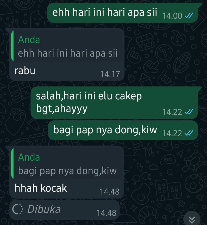 moots twt ku adalah saksi betapa ugal²an nya aku perjuangin mas crush,sehat sehat ya moots ku😭😭😭❤️‍🩹❤️‍🩹
ini aku nyotohin org di ig
        Ig⬇️                     chat aq⬇️