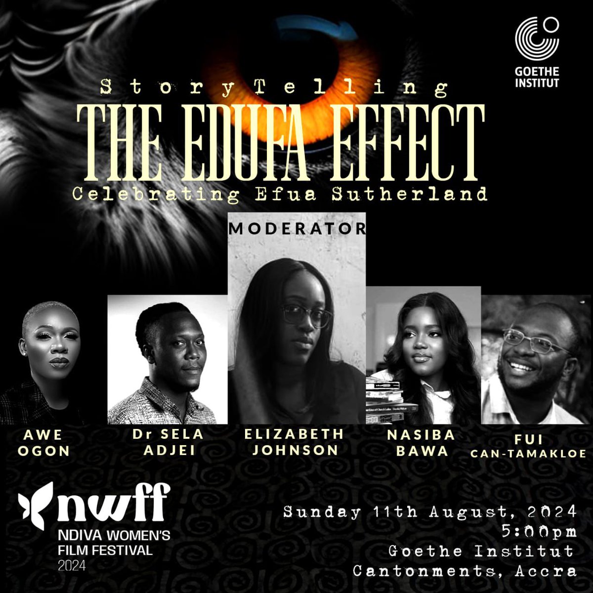 ndivawff's tweet photo. NDIVA WOMEN'S FILM FESTIVAL 
JOIN US TODAY AT THE GOETHE INSTITUT 
A CONVERSATION YOU DON'T WANT TO MISS 
WE CELEBRATE EFUA SUTHERLAND AND HER LEGACY. LETS HAVE A NEW CONVERSATION ABOUT EDUFA
#NWFF
#letourwhispersbecomeroars https://t.co/8N1d87XMBR