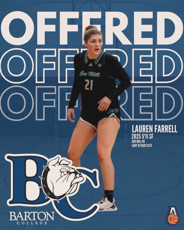 Lauren Farrell (@laurengrey21) on Twitter photo After a great camp and conversation with <a href="/CoachEileenVH/">Eileen Van Horn</a>, I am blessed to receive an offer from Barton College!
<a href="/LADYATTACKELITE/">Lady Attack Elite Basketball</a> <a href="/CoachD_2310/">William Dylan Auman</a> <a href="/coxmillwbb/">coxmillwbb</a> <a href="/FOPBasketball/">Coach Anthony George</a> <a href="/Assist_U_/">AssistU Recruiting</a> After a great camp and conversation with <a href="/CoachEileenVH/">Eileen Van Horn</a>, I am blessed to receive an offer from Barton College!
<a href="/LADYATTACKELITE/">Lady Attack Elite Basketball</a> <a href="/CoachD_2310/">William Dylan Auman</a> <a href="/coxmillwbb/">coxmillwbb</a> <a href="/FOPBasketball/">Coach Anthony George</a> <a href="/Assist_U_/">AssistU Recruiting</a>