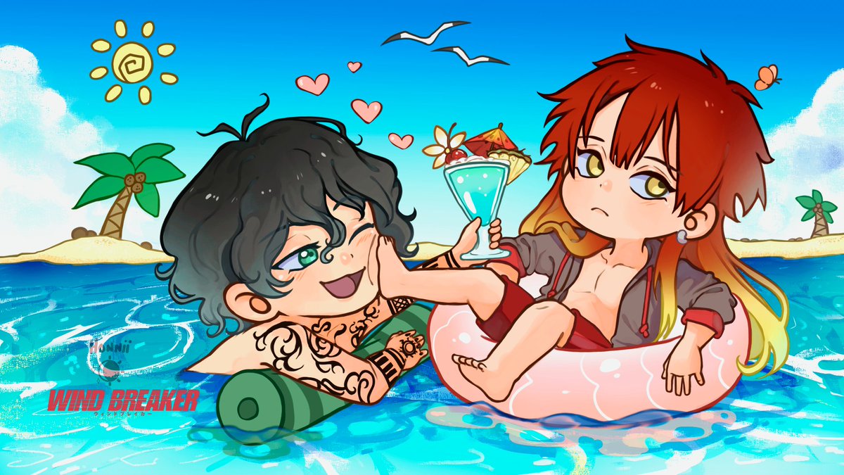 honniisun's tweet photo. Day 3: Beach 🏖️🌴

Here's a Desktop Wallpaper of our fire duo, Endo &amp; Chika. Endo has taken Chika on so many dates at this point, why not the beach?

 Please feel free to use as you like! :)

✧₊⁎honnii☀︎

#WINDBREAKER 
#ウィンブレFA 
#WinBreWeek2024 https://t.co/wVT13Lg7FN