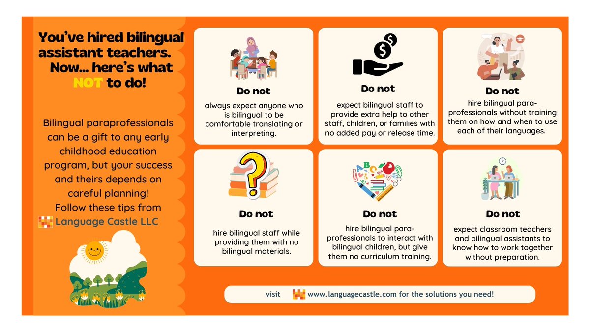 KarenNemethEdM's tweet image. We have waited too long for systemic change in how early childhood programs support the staff who support multilingual learners. Here is a wake-up call you can pass along. Within each admonition is an answer! languagecastle.com/2024/08/10/bes… #MLLCHAT #earlyed #teacheredchat #edchat