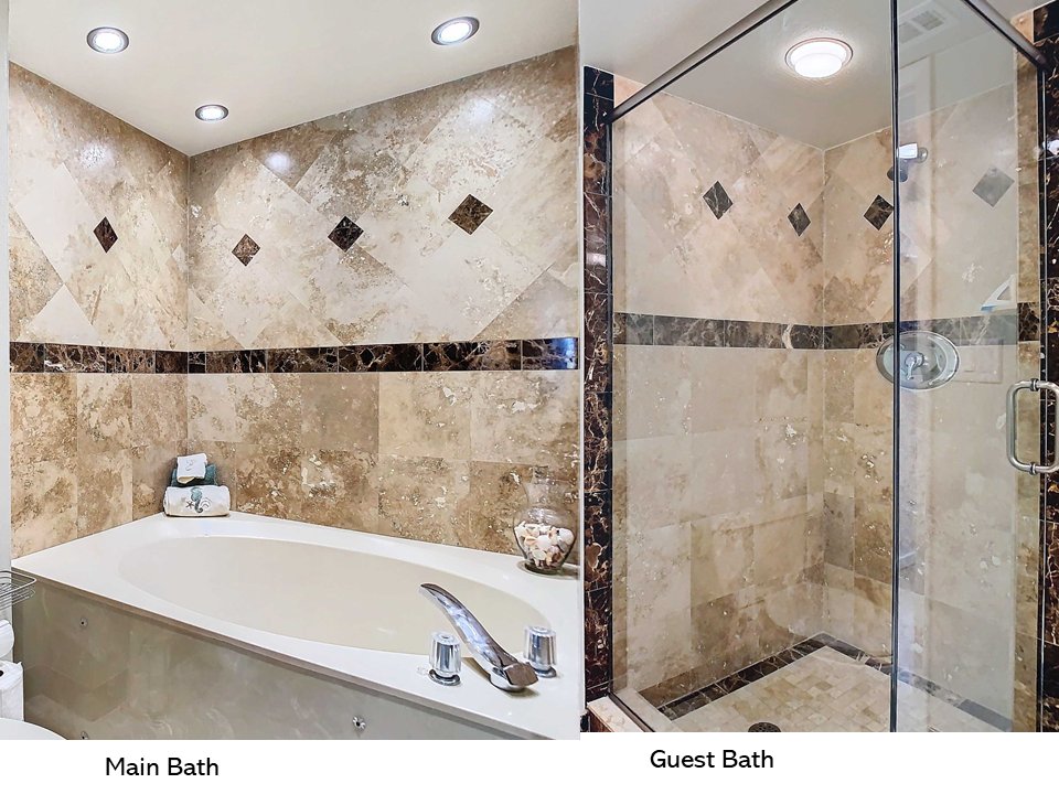 🏖️🩴Bet you didn't know you needed a BEACH Bath 👙That's why this gorgeous condo has a second bathroom! You don't want to track sand through the whole condo, do you? #BathroomDesign #SpaDay #HomeComforts