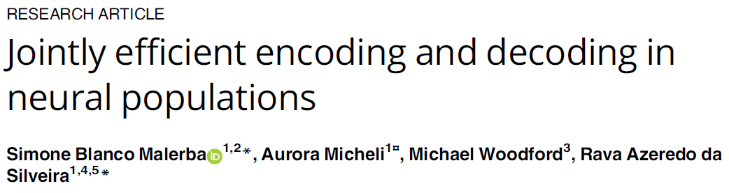 Rava Azeredo da Silveira (@rava_dasilveira) on Twitter photo Neural systems as jointly optimizing encoding and decoding: a generalization of efficient coding.
With <a href="/SimoneBlanco6/">Simone Blanco Malerba</a>, Aurora Micheli, and Mike Woodford.
journals.plos.org/ploscompbiol/a… Neural systems as jointly optimizing encoding and decoding: a generalization of efficient coding.
With <a href="/SimoneBlanco6/">Simone Blanco Malerba</a>, Aurora Micheli, and Mike Woodford.
journals.plos.org/ploscompbiol/a…