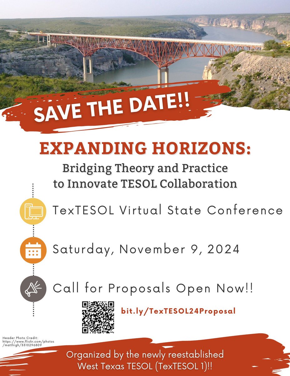Tex Tesol IV (@textesoliv) on Twitter photo SAVE THE DATE!! The TexTESOL State Conference will be held Saturday, November 9, 2024! Call for proposals is now open. We will be virtual this year. Make sure to submit your proposal so our <a href="/TexTESOLIV/">Tex Tesol IV</a> Region can be well represented! SAVE THE DATE!! The TexTESOL State Conference will be held Saturday, November 9, 2024! Call for proposals is now open. We will be virtual this year. Make sure to submit your proposal so our <a href="/TexTESOLIV/">Tex Tesol IV</a> Region can be well represented!