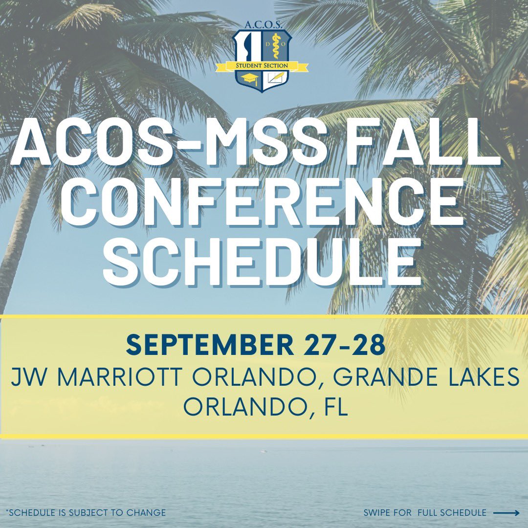 ACOS_MSS's tweet photo. We are so excited to see y’all this September for our Fall Conference! Registration opens TOMORROW 8/12 at 8am EST! 

*Schedule is subject to change @ACOSurgeons https://t.co/okVSeKR18H