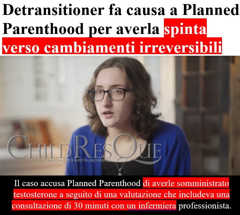 Bera49164308's tweet photo. #ChildResQue 🌍🇺🇸
🔥🌈DETRANSITIONER FA CAUSA A PLANNED PARENTHOOD PER AVERLA SPINTA VERSO CAMBIAMENTI IRREVERSIBILI🔥
#11agosto
#News_USA #Detransitioner #Stop_Gender
https://t.co/qHjkxTNyqM https://t.co/H4NrEQSbNH