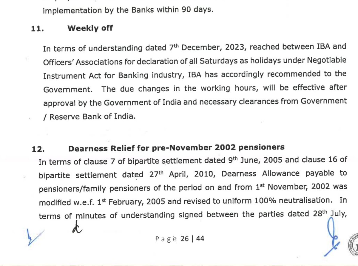 aroychowdhury6's tweet photo. Dear @UFBUIndia @ChairmanIba @DFS_India, The provisions of the 9th joint note were welcomed by the bankers as it had the clause of 5 days banking. Pls go through the Point no. 11 of the settlement. Now the elections are over. It is the time to save the bankers. #5DaysBankingKab https://t.co/UBTMZ7JdPs