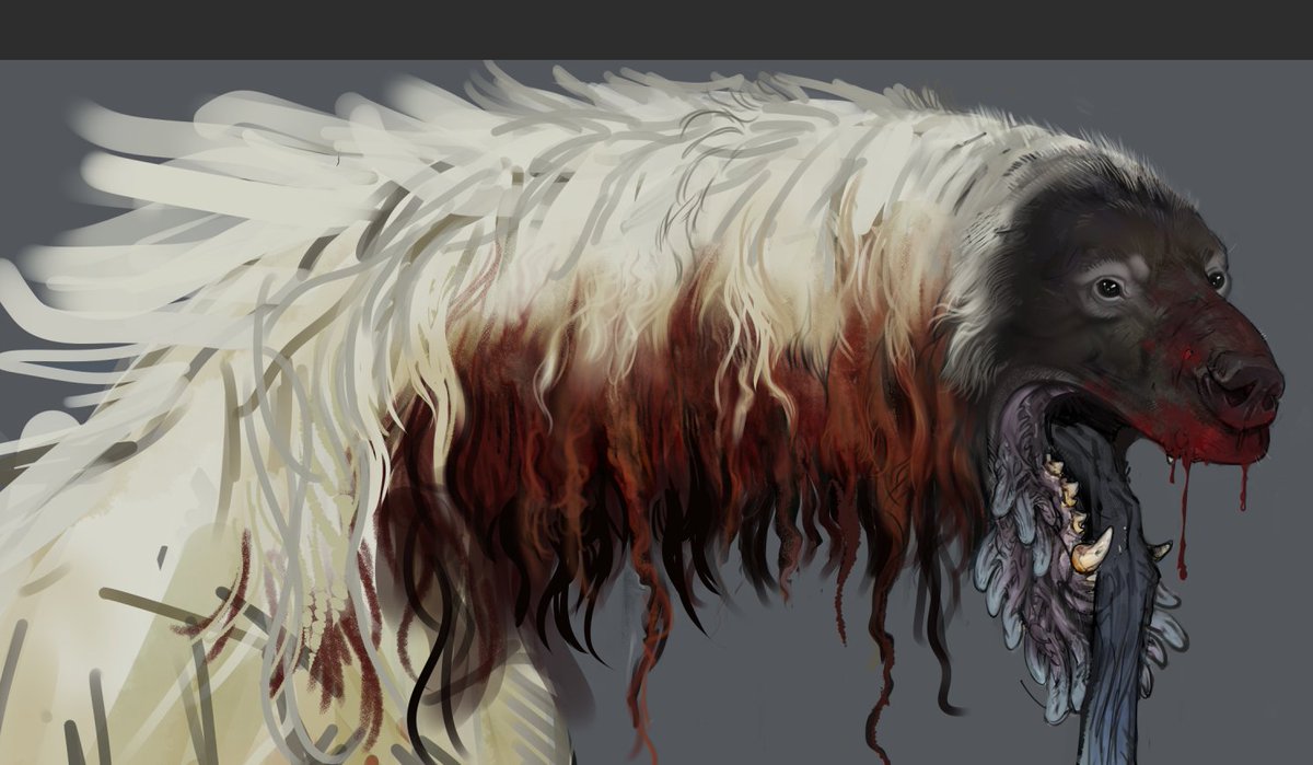 Srutisss's tweet photo. severed tongues around mouth? https://t.co/XHCoVW54b8