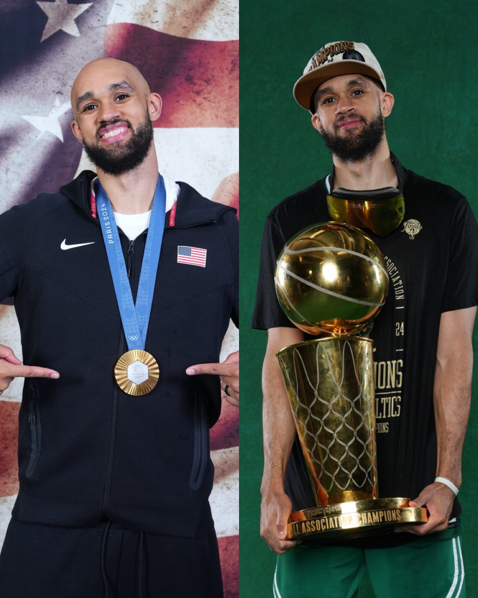 celtics's tweet photo. The first trio ever to win both an NBA championship and a gold medal in the same calendar year 😤 https://t.co/znJ7N8xmvm