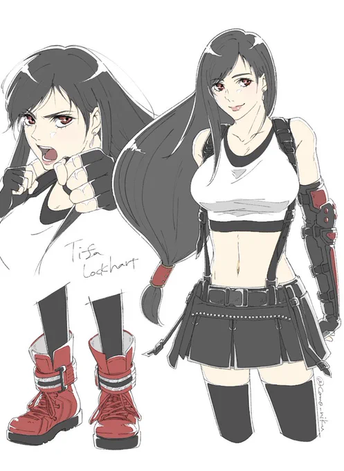 ティファが可愛いバトル中の「まだまだっ」っていうの好きそして靴が可愛いティファ可愛い#FF7R #Tifa 