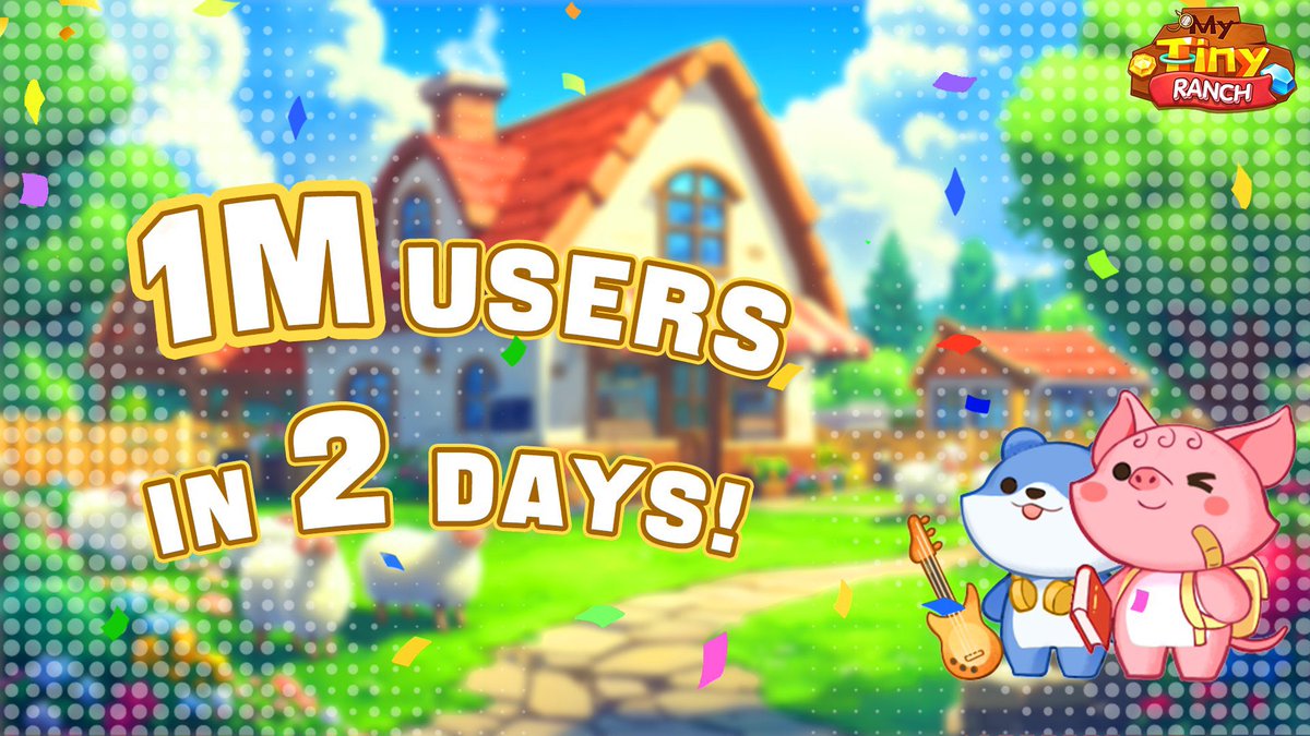 GoldRanchGame's tweet photo. 🚜🌱 My Tiny Ranch has reached 1 million users in just 2 days! 🎉

A massive thank you to everyone who has supported and enjoyed the game.

💰 Withdraw USDT EVERYDAY and grow your farm. Ready to earn?

Let's farm and earn together!👉https://t.co/Mja8pcI1xE https://t.co/urzZrfWlOE