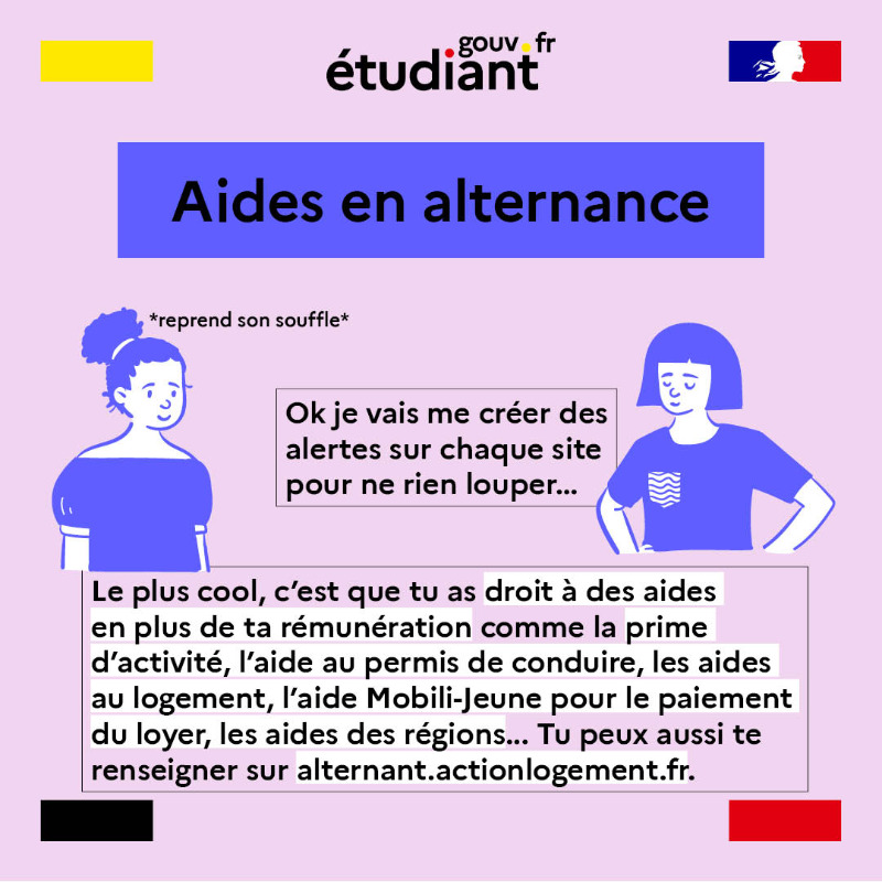 etudiantgouv's tweet photo. #RentreeEtu2024 🎒 Pourquoi faire le choix de l'#alternance pendant ses études ? Quelles sont les aides financières pour vous accompagner ? Découvrez tous les avantages 👇
#formation #insertionpro