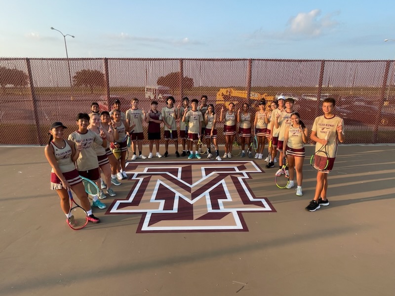 Varsity startd off 2-0 with wins over CC Veterans Memorial and Pleasanton! Let's go! (Peep the new courts emblems)