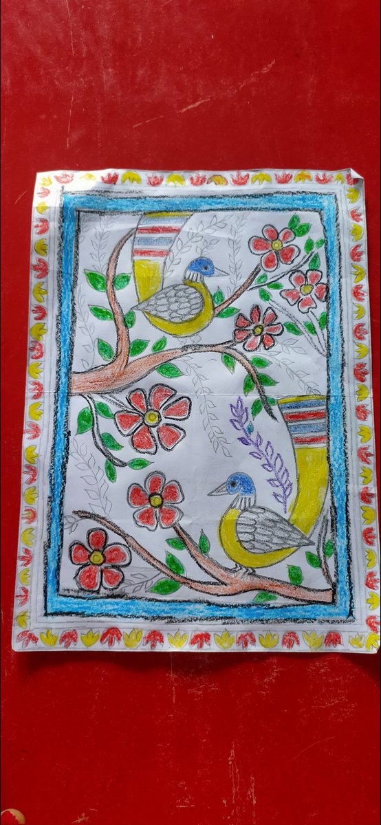मेरें विद्यालय के बच्चों द्वारा बनाए गए चित्र..!
#Madhubani_Panting 
#Mithila_Art 🦚🐟🦜❣️💚💛💜