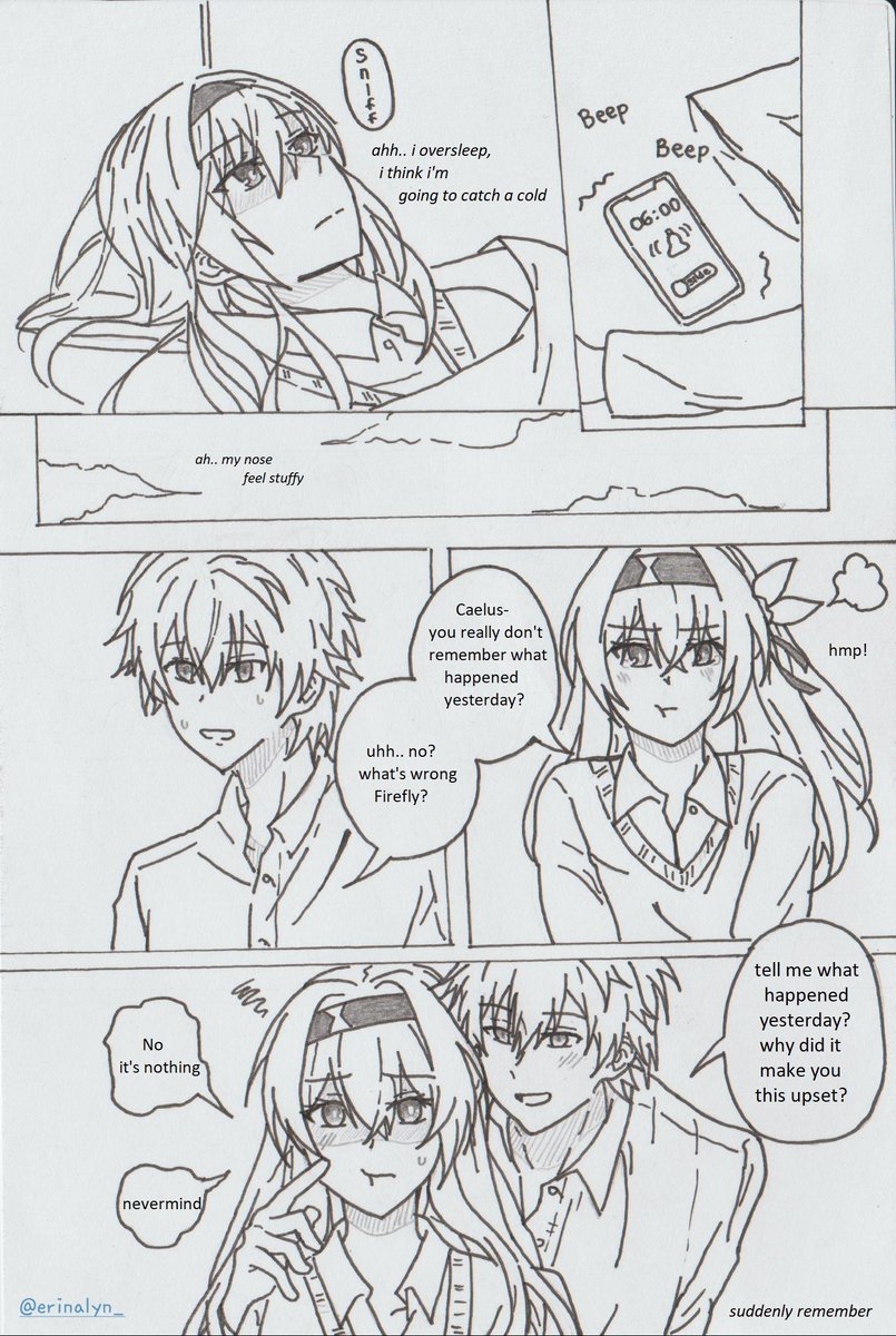 Erinalyn_'s tweet photo. Honkai starrail one shot - Caelus x Firefly
Sick (2/2)
TL: English

Hope you like it! And happy reading <3

#honkaistarrailfanart #HonkaiStarRail #caefly #FireflyHSR #mangaart #Caelushsr #manga #fanfiction https://t.co/JsHkgRlnxw