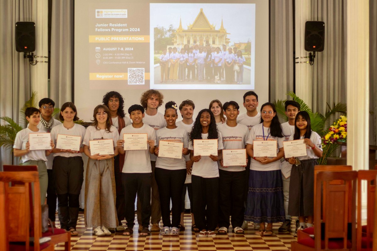 ckscambodia's tweet photo. On August 8, the 2024 Junior Resident Fellows concluded the JRFP program with successful public presentations on diverse topics and a graduation ceremony with a special blessing at Wat Damnak.
CKS would like to thank all who were present at the presentations. #CKS #JRFP https://t.co/Lv3h9DtC0l