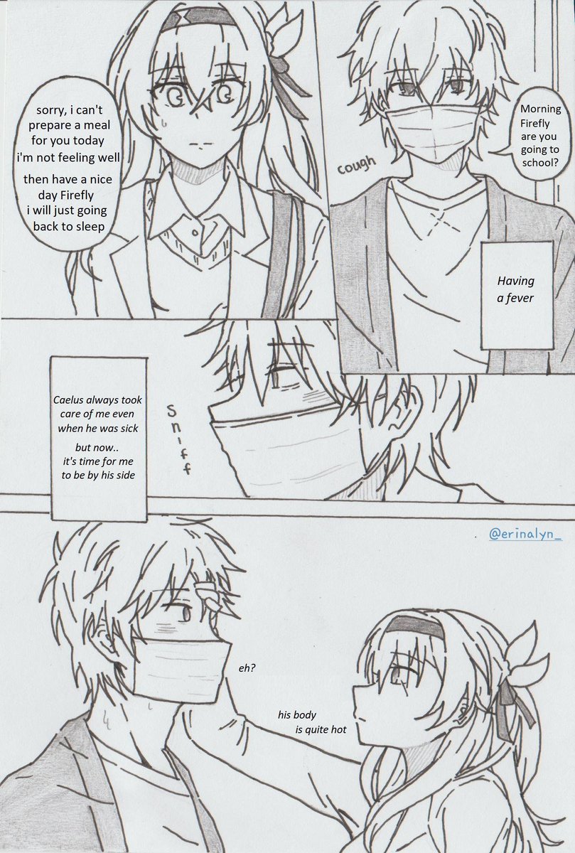 Erinalyn_'s tweet photo. Honkai starrail one shot - Caelus x Firefly
Sick (1/2)
TL: English

Hope you like it! And happy reading <3

#honkaistarrailfanart #HonkaiStarRail #caefly #FireflyHSR #mangaart #Caelushsr #manga #fanfiction https://t.co/4UnwJEFjpI