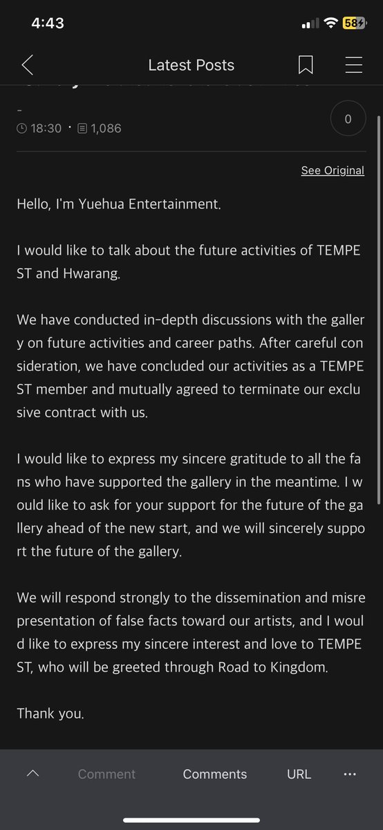 HISPANiE_TEAM's tweet photo. AVISO  SOBRE #HWARANG 📢

"Luego de considerarlo cuidadosamente, decidimos concluir las actividades como miembro de Tempest y terminar el contrato exclusivo con nosotros."

Es tan decepcionante esta situación. Yuehua no hizo nada para proteger a Hawarang!
#TEMPEST #TPST #템페스트 https://t.co/k594sKbluJ