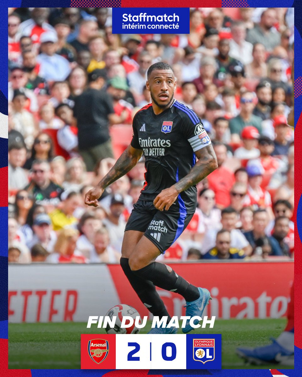 OL's tweet photo. C’est terminé à l’Emirates Stadium 🔚

Nos Gones s’inclinent 2 buts à 0 dans cette finale de l’Emirates Cup 🔴🔵

On se tourne désormais vers la reprise de la @Ligue1 dimanche prochain à Rennes ! 👊 https://t.co/im6uGi5mdo