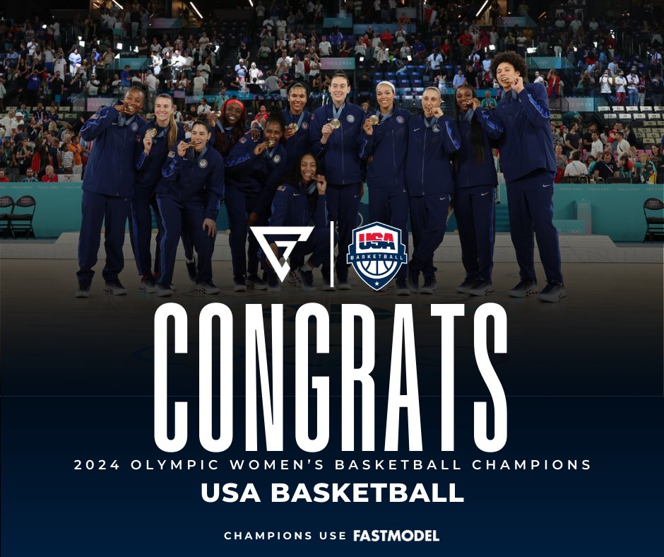 FastModel's tweet image. Congrats to @usabasketball on the incredible achievement! The #USABWNT are the 2024 Olympics Champions! 🥇🏆

Proud to see #ChampionsUseFastModel 👏