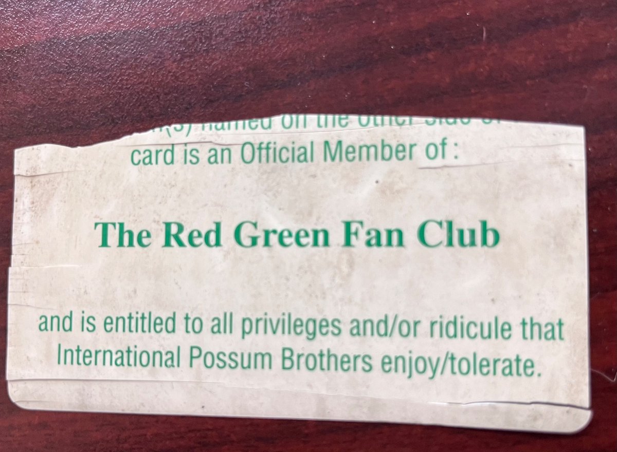 JohnTLovato's tweet photo. @realredgreen I am still a card carrying member for waaaay back.
 The name may have fallen off and I uh, probably should have had it laminated after instead of just keeping it in my wallet but that’s part of the charm!
Thanks Red for being a big part of me and my mom’s entertainment. https://t.co/VVmlYRNt2h