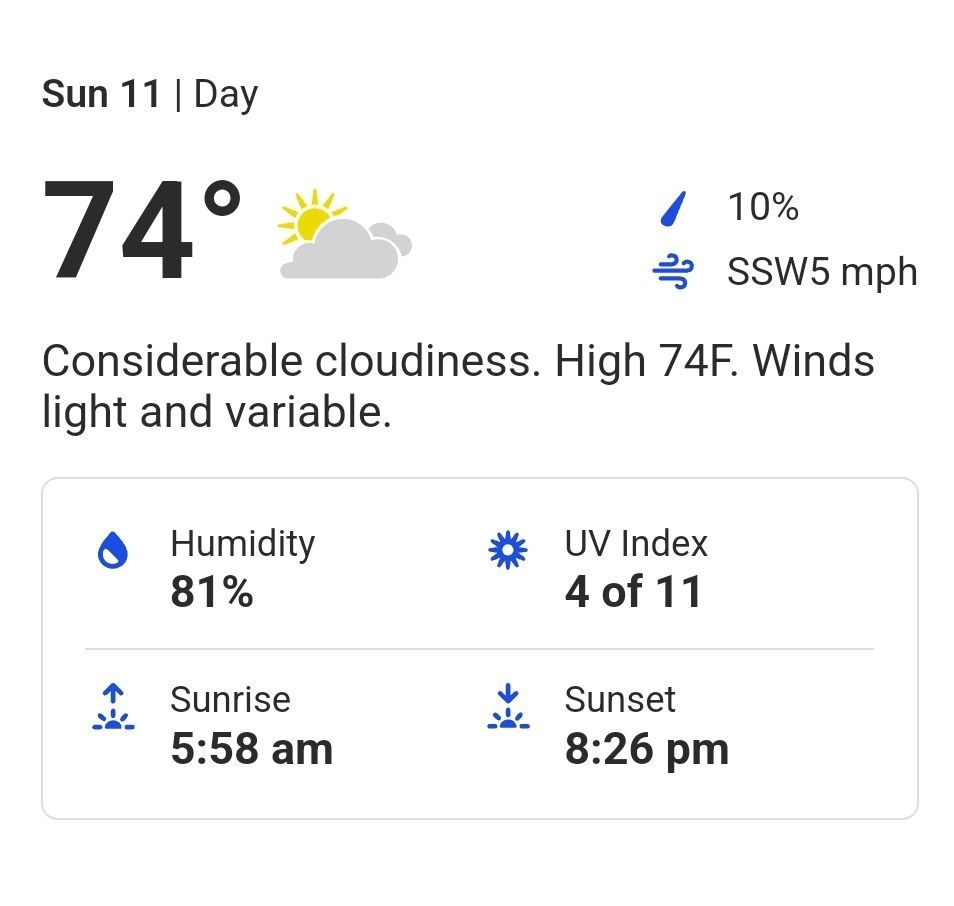 🌤️ Perfect weather for the Faire today—74°F and cloudy! But it's going to be humid, so stay hydrated! Just a few Sunday tickets left—get yours now! 🎟️ washingtonfaire.com #WMRF #RenaissanceFaire #PerfectWeather #SundayFun