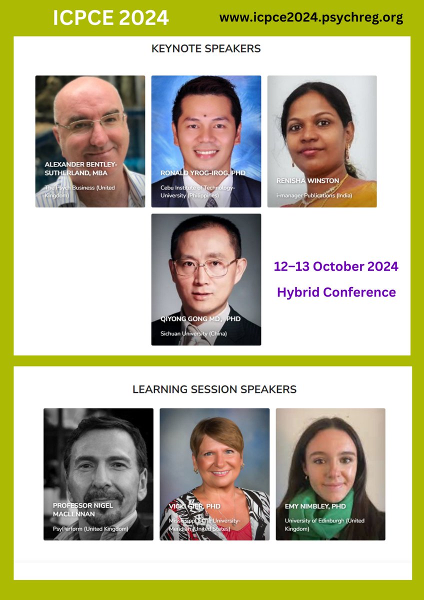 wearepsychreg's tweet photo. Join us for the 6th International Conference on Psychology, Counselling, and Education (ICPCE 2024) on 12–13 October in Ho Chi Minh City, Vietnam, or online via Zoom! Reputable experts will lead interactive learning sessions and keynote talks at this hybrid conference. @imanagerpub @emy_nimbley 

We're also inviting paper presentations from professionals and researchers. 

Don't miss this opportunity to share your work and connect with global thought leaders. 

Visit https://t.co/D5u5U9k6qv for more information and to submit your paper today!