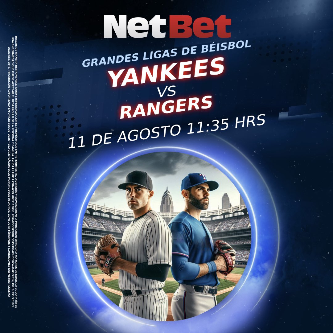 NetBet_Mexico's tweet photo. 🔥 ¡La emoción de las Grandes Ligas está a punto de comenzar! Hoy a las 11:35 hrs, los Yankees se enfrentan a los Rangers en un duelo que promete ser épico. 🏟️💥

⚾️ ¿Crees que los Yankees mantendrán su dominio en el campo o los Rangers darán la sorpresa? ¡Es momento de demostrar tu pasión por el béisbol y hacer tu apuesta! Conoce las mejores cuotas y no te pierdas la oportunidad de ganar en grande. 🤑💪

📈 ¡Haz tu jugada ahora y vive cada momento del juego con la adrenalina de una gran apuesta! ¿Quién se llevará la victoria? ¡Hazlo parte de la acción y apuesta hoy!

🔗 Evento aquí: https://t.co/JEQPZxYSD9

#Béisbol #YankeesVsRangers #Apuesta #GrandesLigas #LaJugadaPerfecta
