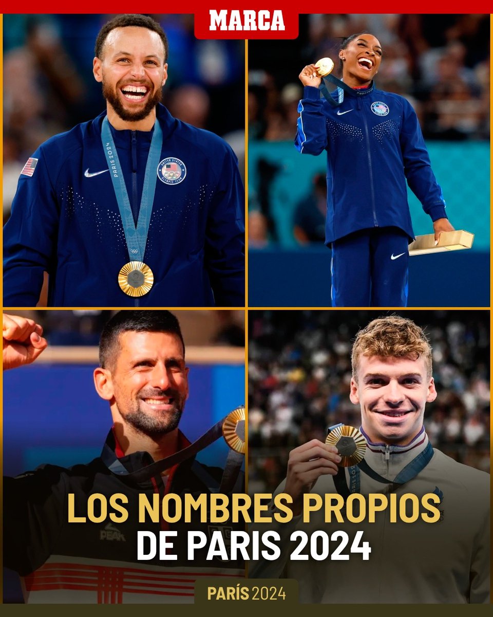 marca's tweet photo. ❤️‍🔥❤️‍🔥❤️‍🔥 Los nombres propios de #Paris2024

🥇 Biles, Djokovic, Lyles, Ledecky... y un guiño a dos de los nuestros 🇪🇸

✍️ ¿Quién crees que no puede faltar en esta lista? https://t.co/bSNjI2zOFY