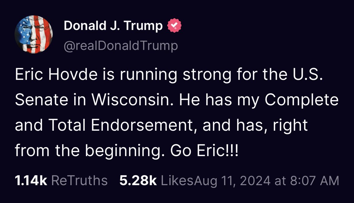 EricHovde's tweet photo. Thank you, Mr. President. Together, we’re going to flip this seat, take back the Senate, and SAVE AMERICA this fall! 

Get out and vote on Tuesday! 🇺🇸 https://t.co/rvzd6bVarc