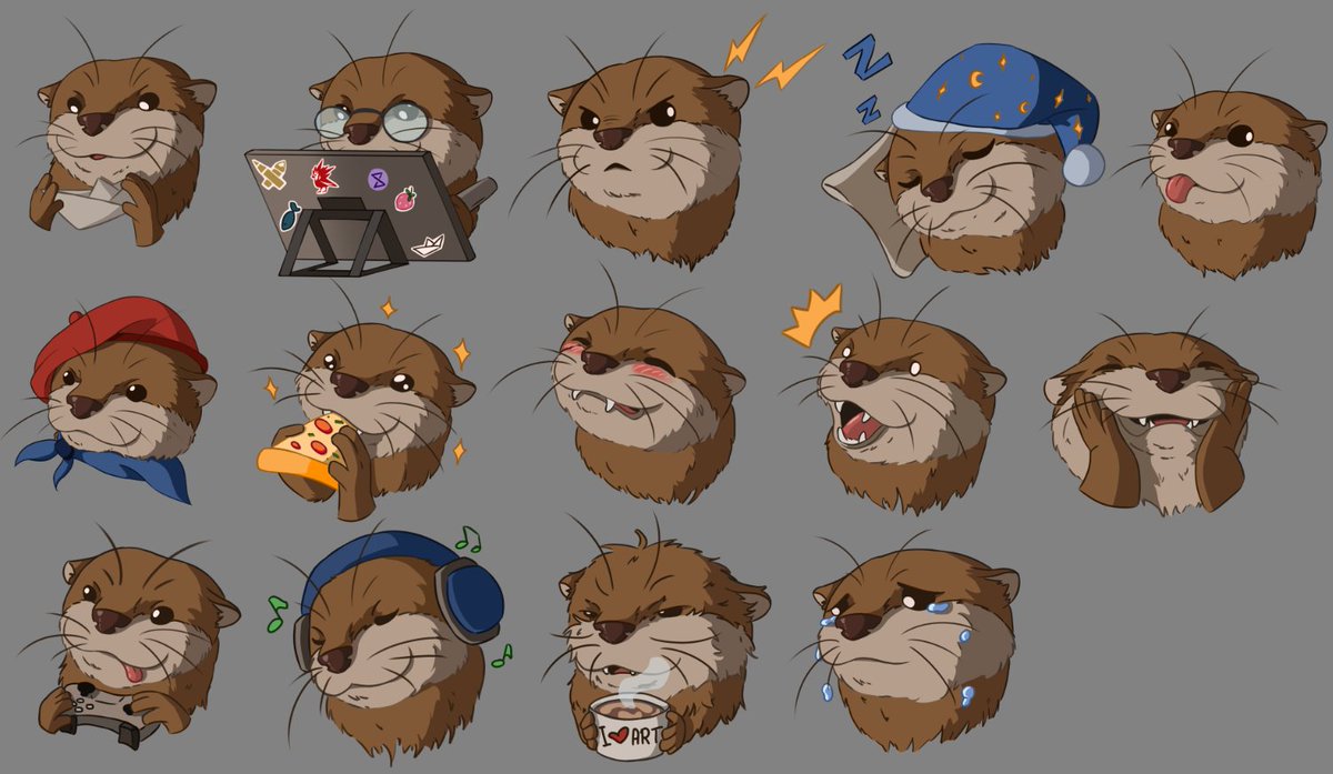 pacik_rysuj's tweet photo. Soo...I did something!
I created some stickers for #PromisedLand2024Contest and because I can not read, I drew 14 version of artistic otter (instead of just one).
it was so much fun, maybe I'll come back to drawing things https://t.co/wCZKjE9a0s