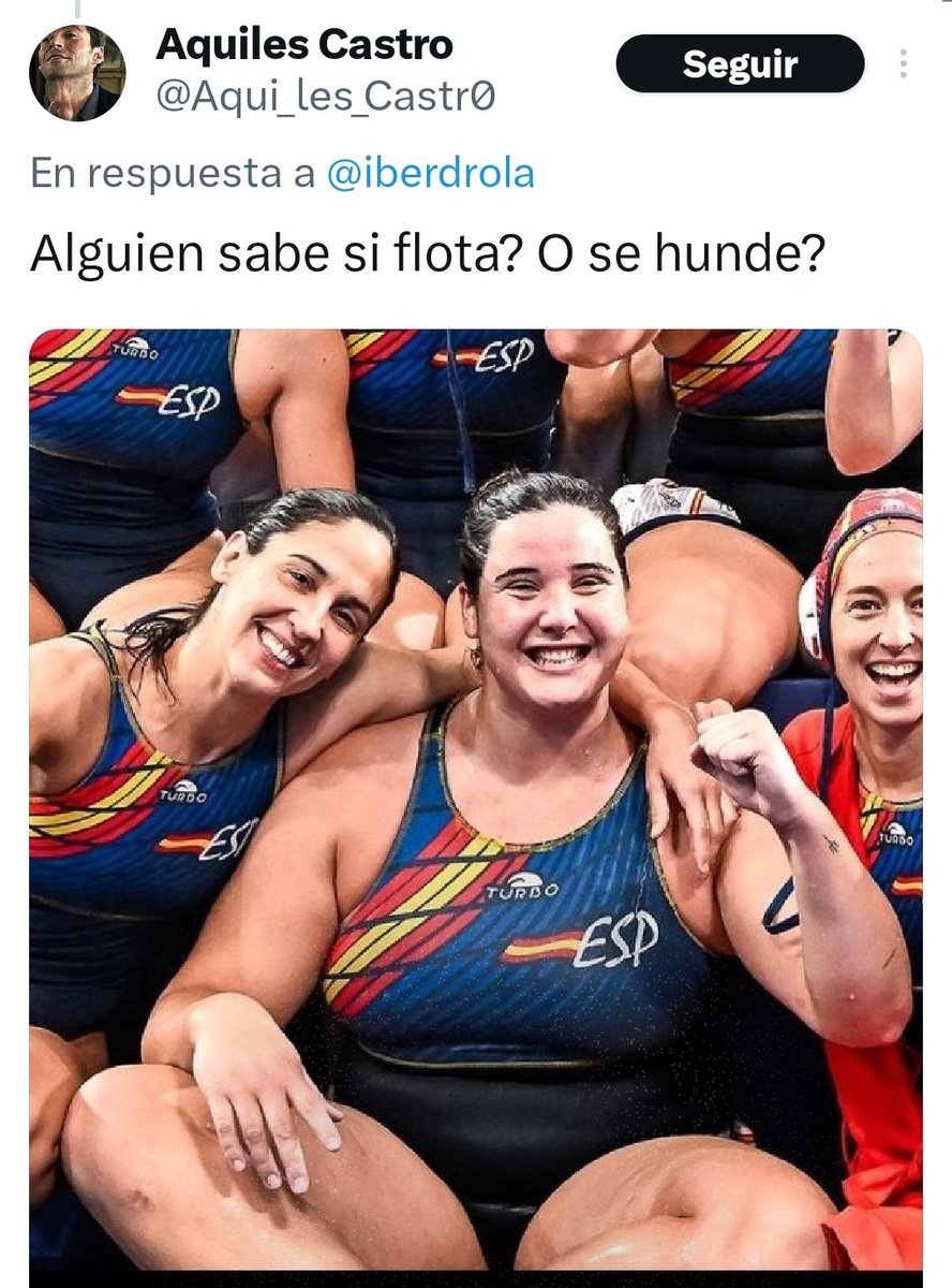Pues esa deportista de la q te mofas ha sido un elemento clave en la obtención del oro olimpico del waterpolo femenino. Lo q ella ha conseguido ha sido algo único para el deporte español, no como tú tuit, una falta de respeto carente de gracia, que se ven a cientos todos los dias
