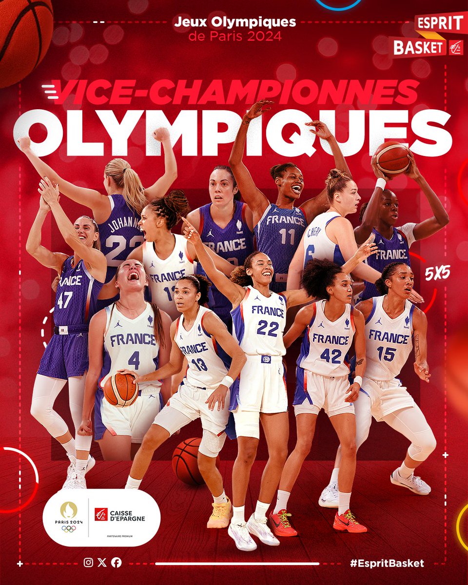 EspritBasket's tweet photo. LES BLEUES SONT VICE-CHAMPIONNES OLYMPIQUES DE PARIS 2024. 🏆🥈

BRAVO LES BLEUES POUR CETTE AVENTURE. SI FIERS DE VOUS 💙

#EspritBasket #Paris2024 https://t.co/GC2xzmh6wB