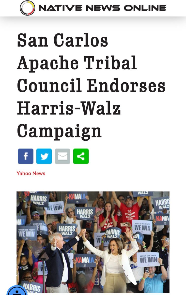 PatriziaTenda's tweet photo. La riserva Apache San Carlos, in Arizona, è la prima tribù Nativa ad appoggiare la candidatura presidenziale di Kamala Harris.
#NativesForKamala🐎
#KamalaHarris2024 
#scritturebrevi https://t.co/NZzxkp9DBs