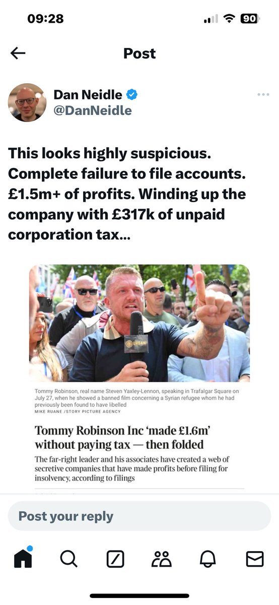 HMRC - Stephen Yaxley-Lennon or Tommy Robinson if he has really changed his name, appears to owe you £317,000.

You arrested Katie Price, now do him.