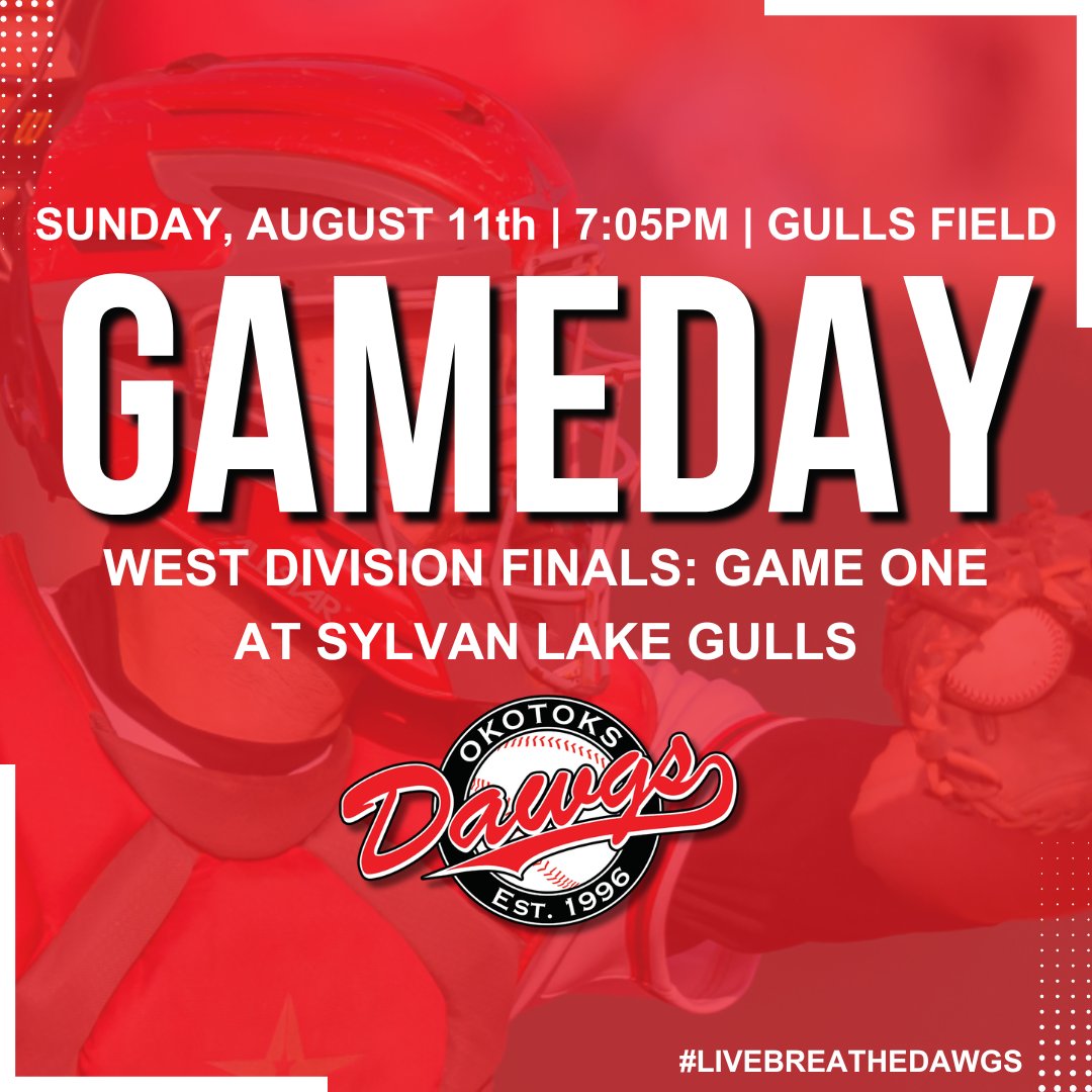Okotoks_Dawgs's tweet photo. It's Game Day Dawgs Fans!! πΆπ₯
The Dawgs head to Gulls Field to take on the Sylvan Lake Gulls in game one of the West Division Finals!
LETS GO DAWGS!!!!
#dawgs #okotoks #gameday #wcbl #baseball #livebreaththedawgs #repeatthe3peat #godawgsgo #westdivisionfinals #playoffs https://t.co/JSXFX1TQGn