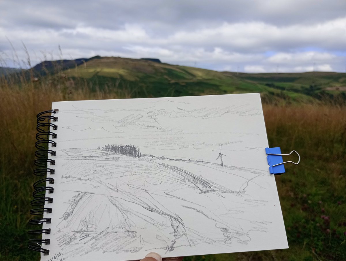 Hillside above #gelli #rhondda #drawingaugust