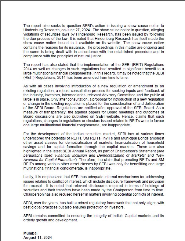 LiveLawIndia's tweet photo. SEBI issues statement on #HindenbergReport https://t.co/dg0UIeQE6s