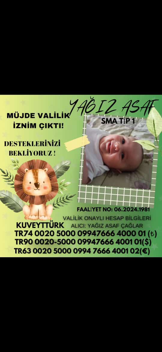 Bu minik adamın bizim desteklerimize ihtiyacı var lütfen görüp geçmeyelim. Sma değil Yağız Asaf kazansın