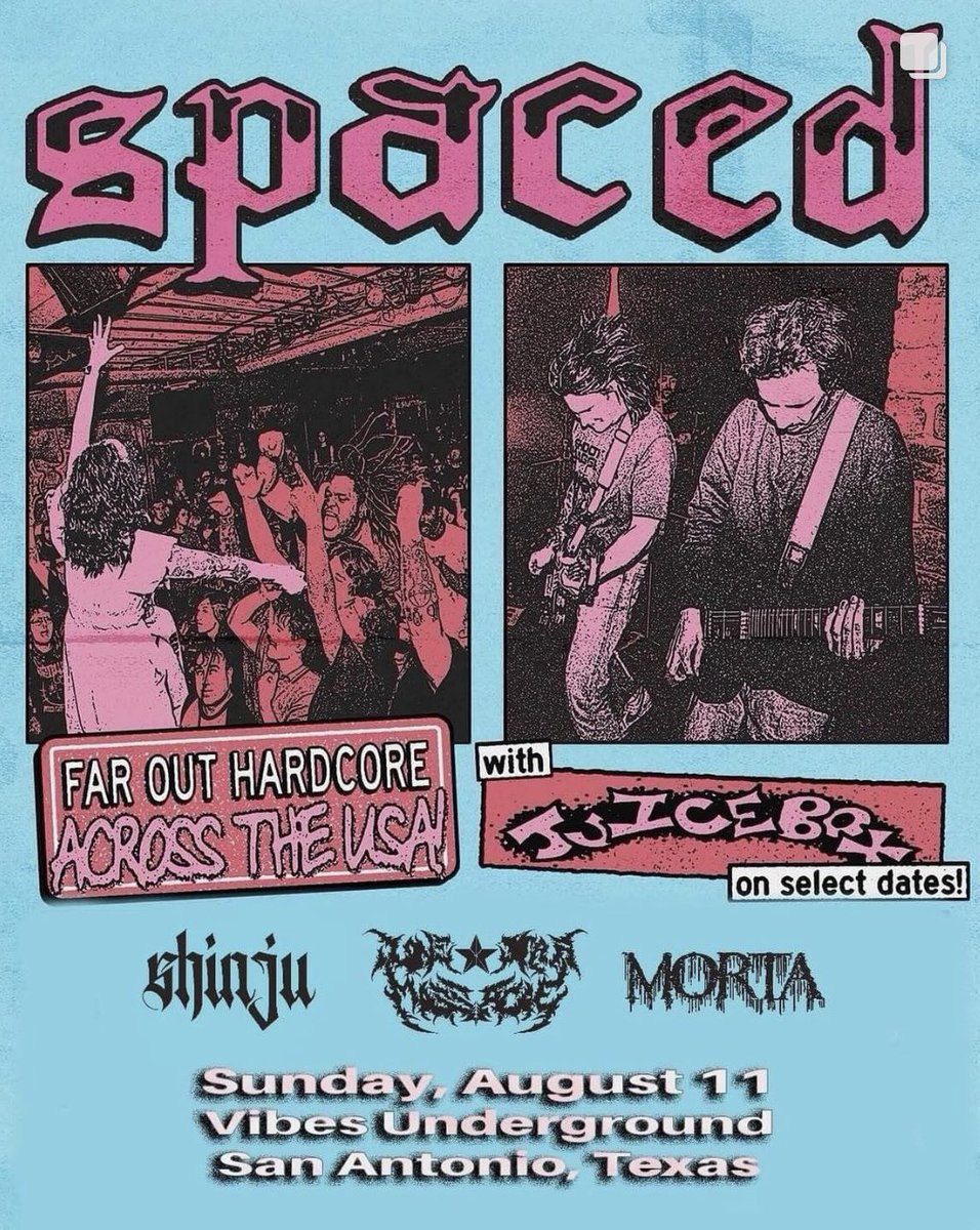 SAN ANTONIO TONIGHT WITH @juiceboxhc, SHINJU, LONESTAR MASSACRE, AND MORTA AT VIBES UNDERGROUND 💫

📸 @/lilyt.pping on Instagram