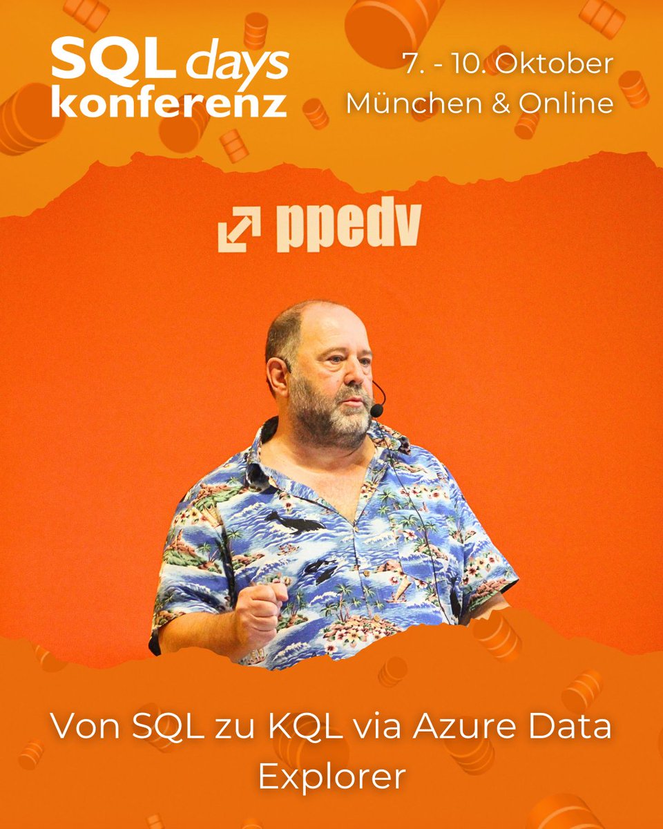 DerFredo's tweet image. In meiner zweiten Session bei den diesjährigen #SQLDays zeige ich Euch, wie Ihr den Sprung von SQL zu KQL (aka Kusto) meistert, und was der Azure Data Explorer dazu beiträgt. Also, im Oktober: auf nach Erding! 😉 @ppedvEvents #SQLServer sqldays.net/24/