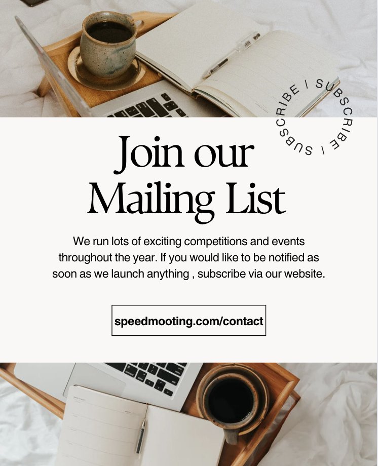 ❗NEW EVENT COMING SOON ❗

We are launching a brand new event this week and we are so, so excited to share the details...

Before we can share the full information, as always, the members of our mailing list will get first dibs on this event.

speedmooting.com/contact